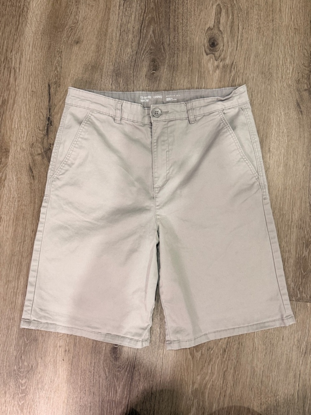 Classic Cotton Chino Shorts - Light Gray size youth 14